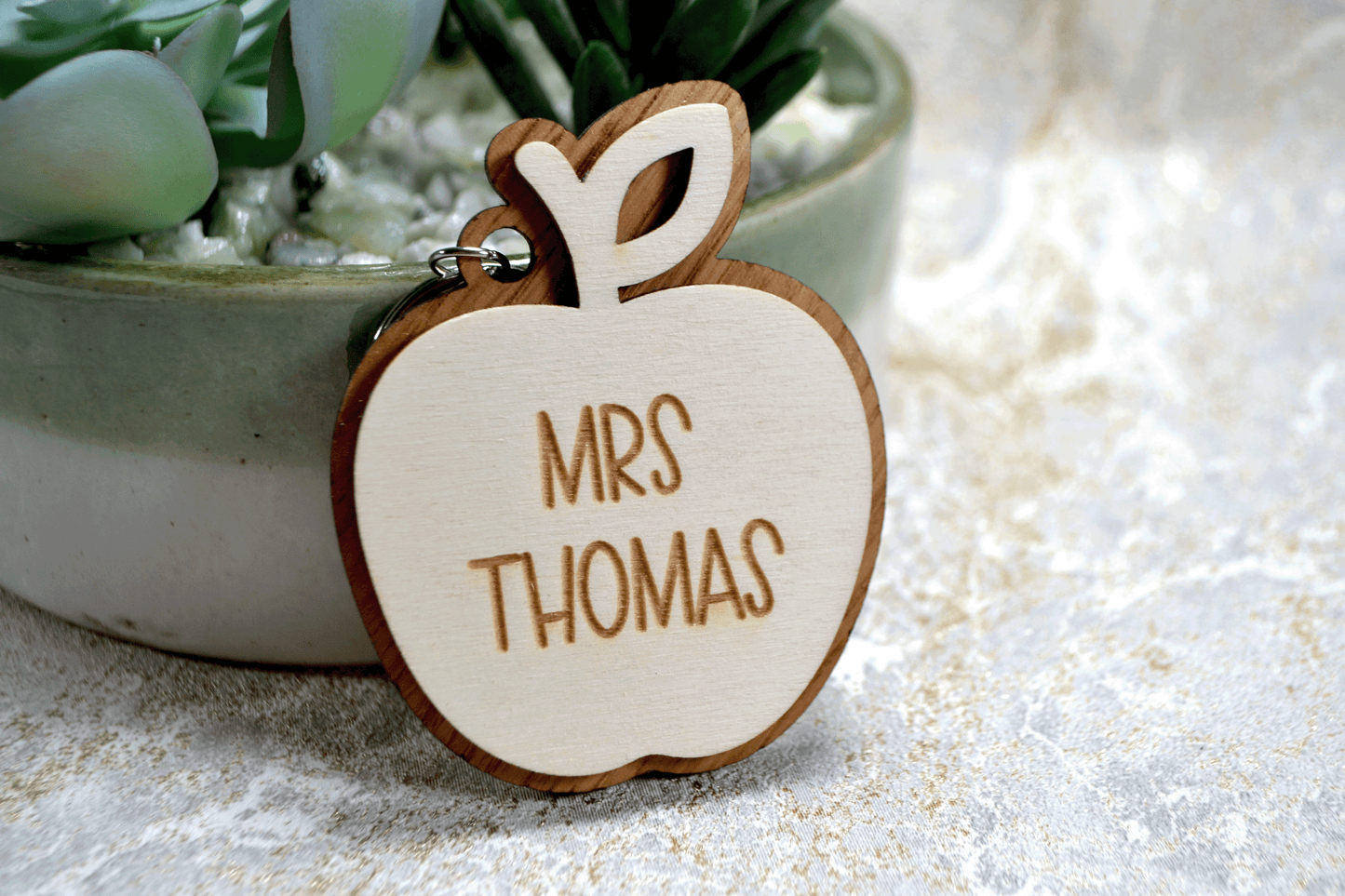 Thank You Teacher Gift - Personalised Wooden Apple