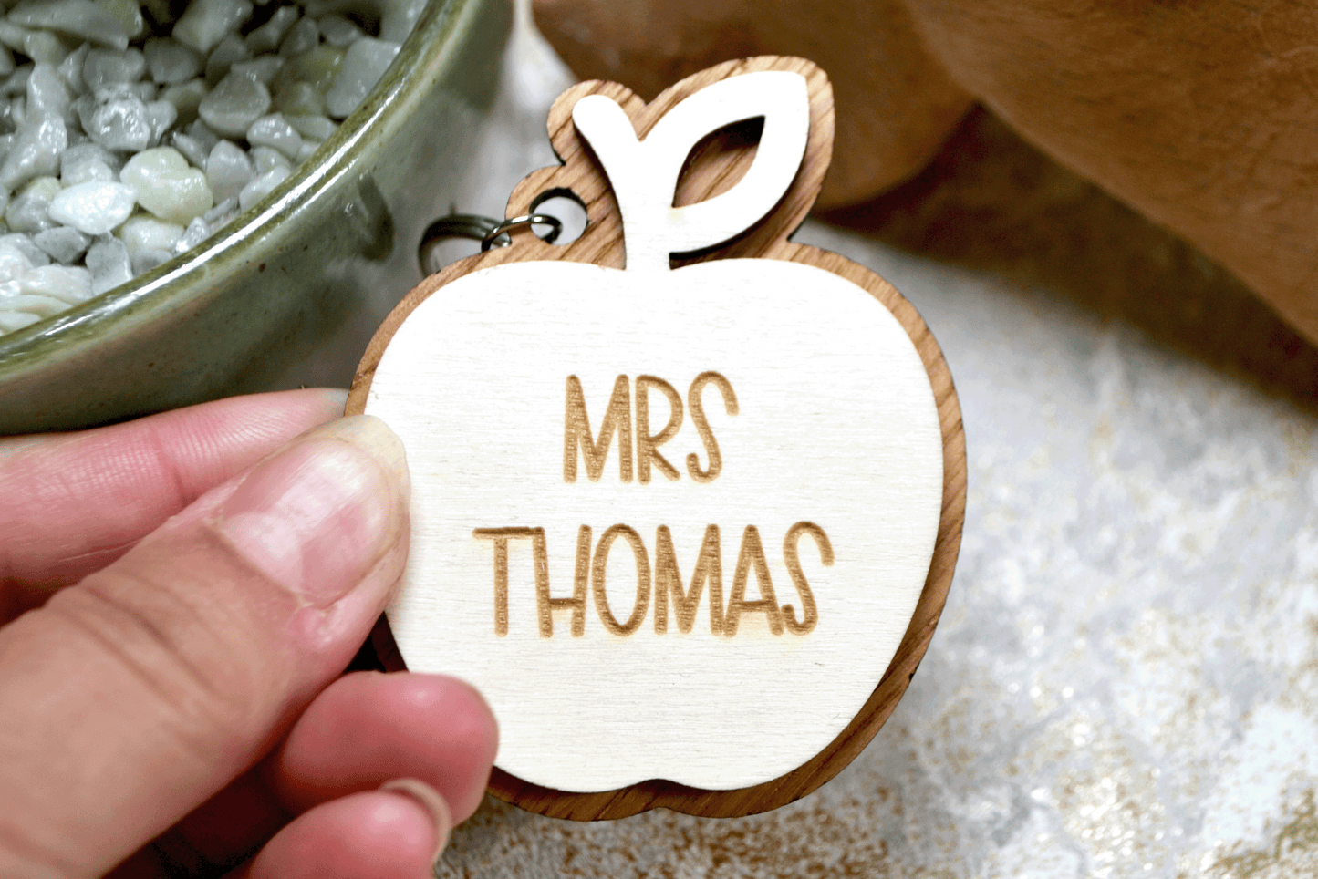 Thank You Teacher Gift - Personalised Wooden Apple