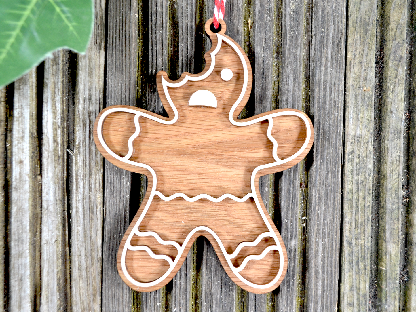 Wooden Ginger Bread Person Bitten - Christmas Tree Decoration