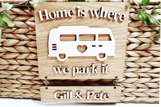 Motorhome, Caravan or Camper Van personalised sign - Home is where we park it,