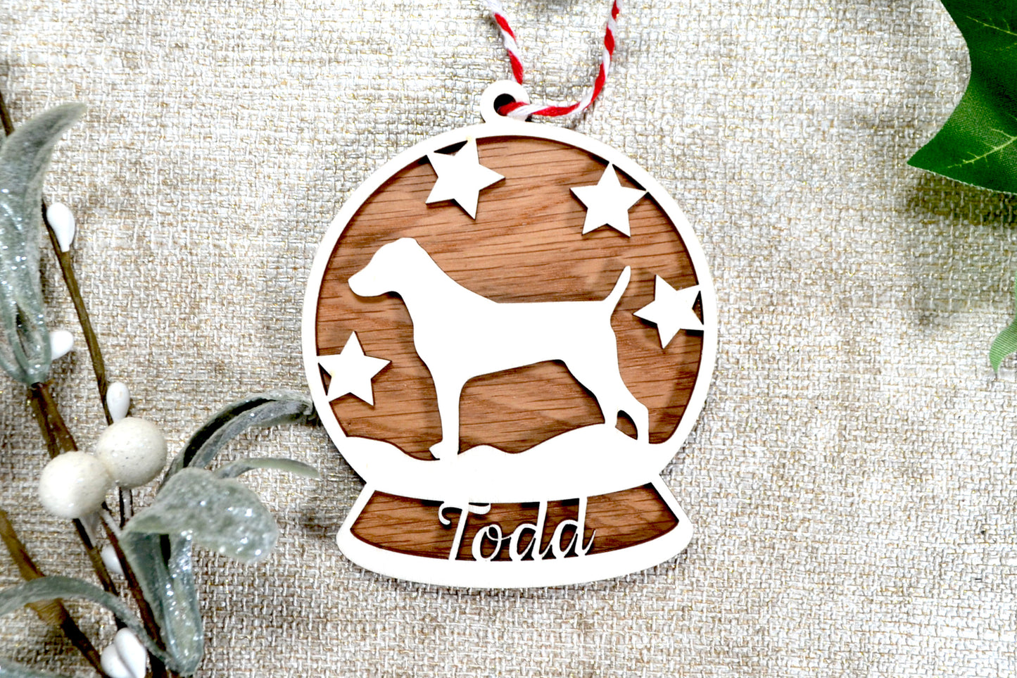 Personalised Dog Wooden Bauble - Christmas Tree Decoration