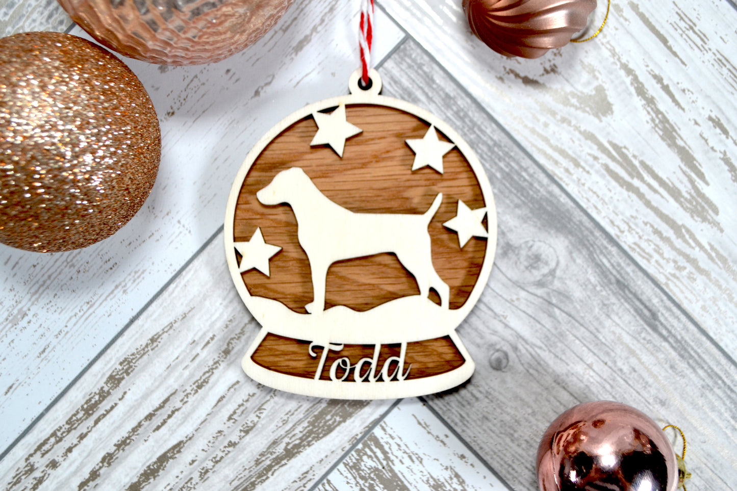 Personalised Dog Wooden Bauble - Christmas Tree Decoration