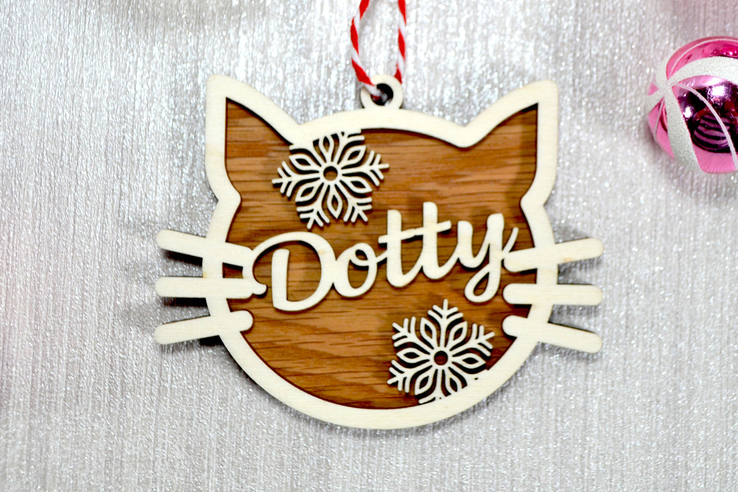 Wooden personalised Cat bauble