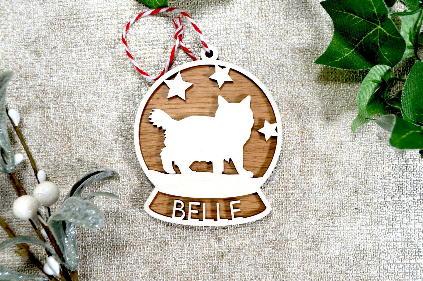 Personalised Cat Wooden Bauble - Christmas Tree Decoration