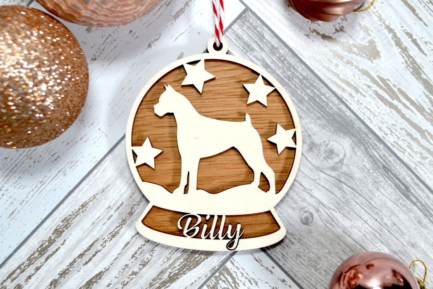 Personalised Dog Wooden Bauble - Christmas Tree Decoration