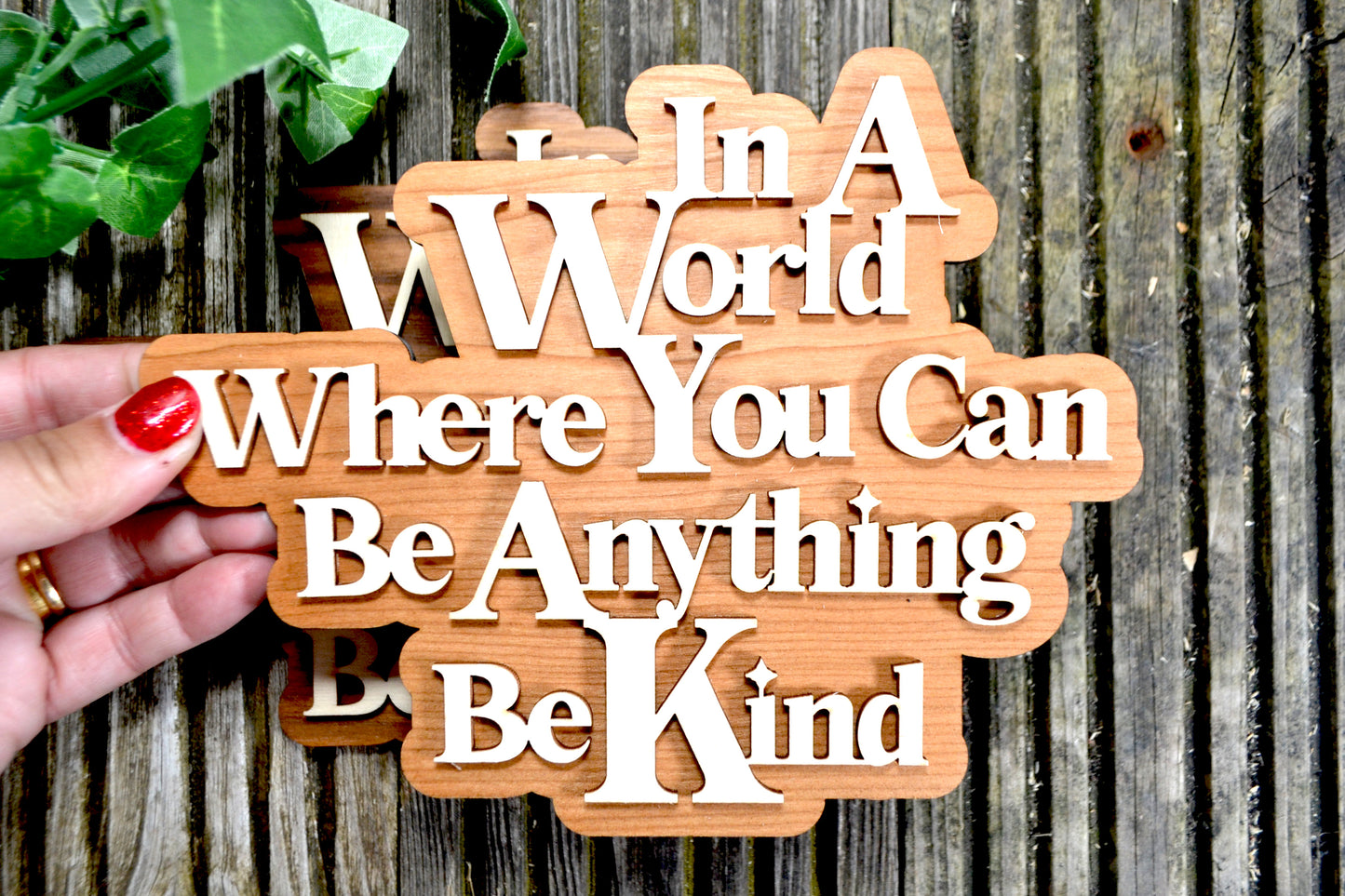 In A World Where You Can Be Anything Be Kind - Wooden Plaque