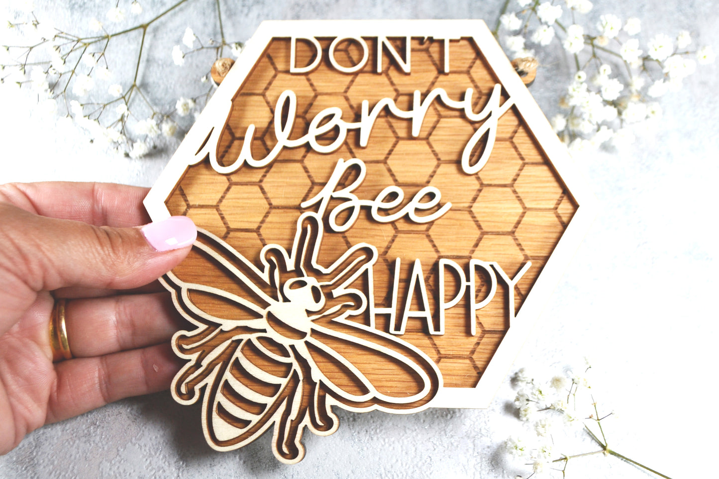 Don't Worry Bee Happy - Wooden Plaque