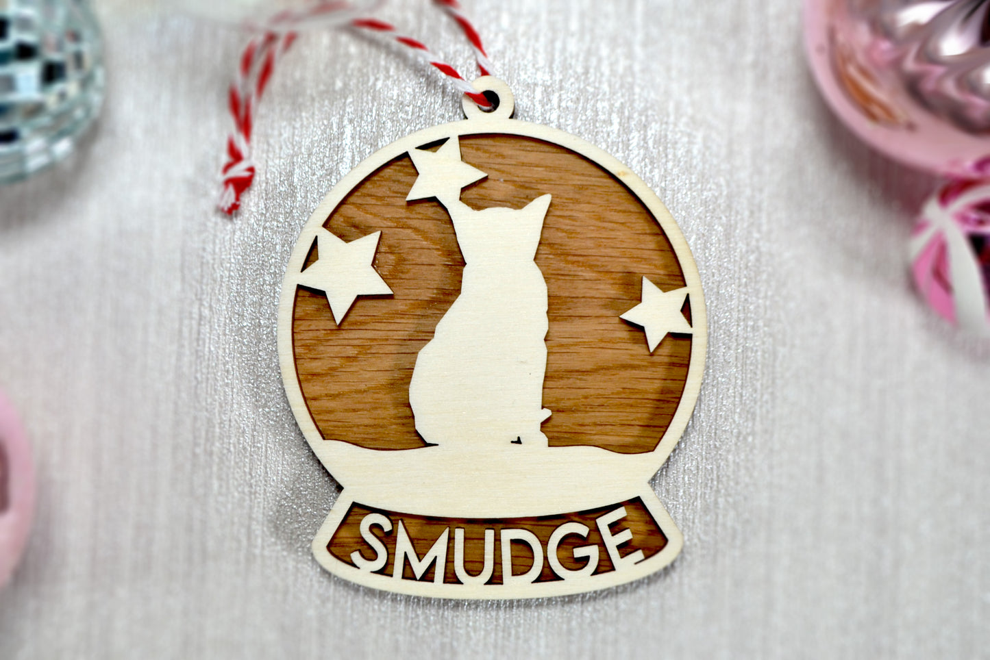 Personalised Cat Wooden Bauble - Christmas Tree Decoration