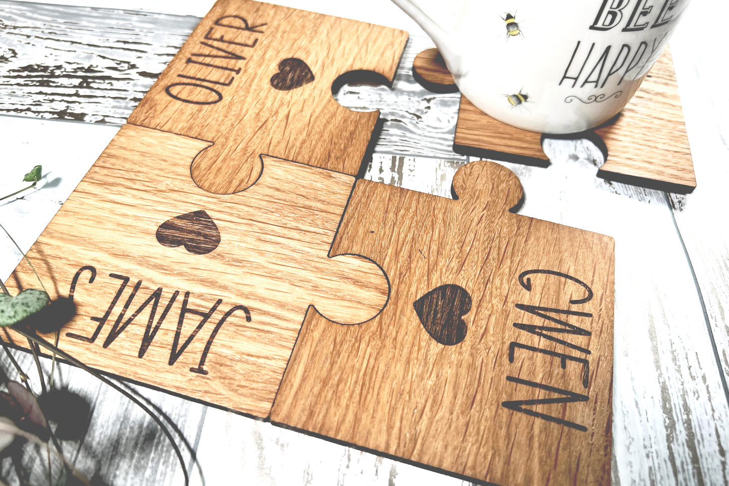Personalised Wooden Jigsaw Coasters