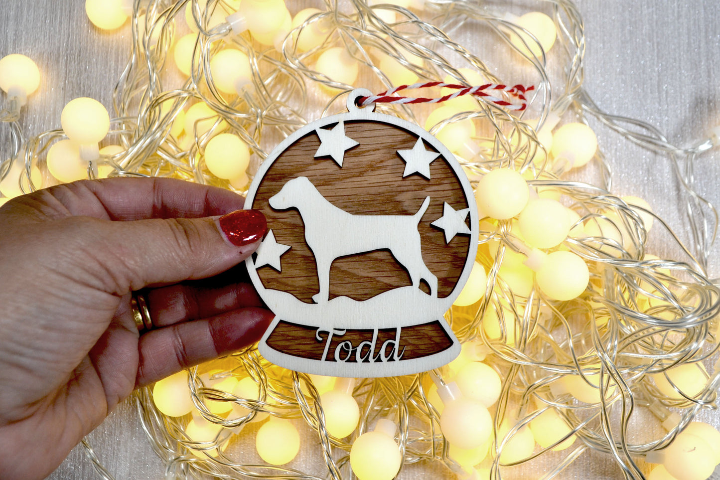Personalised Dog Wooden Bauble - Christmas Tree Decoration