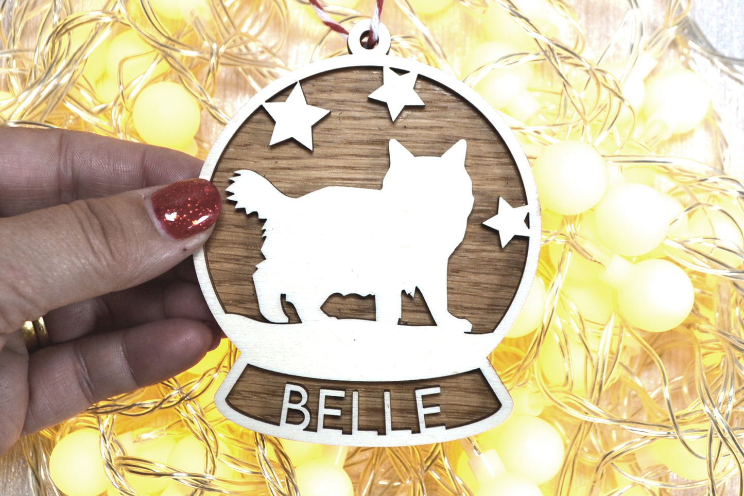 Personalised Cat Wooden Bauble - Christmas Tree Decoration