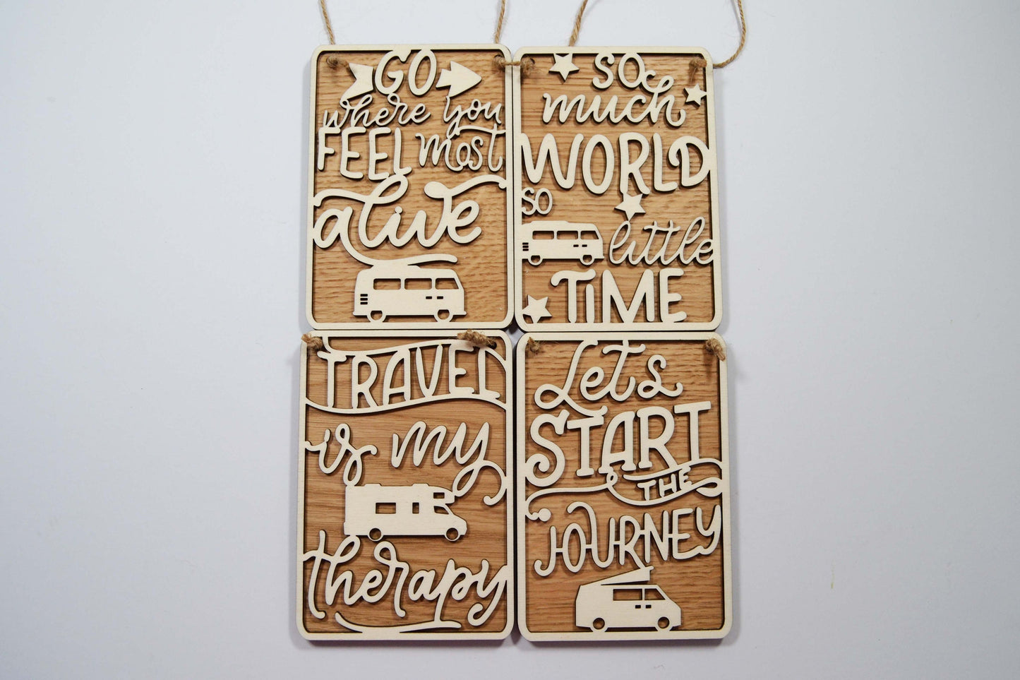 Travel Inspire Quotes VanLife Signs Plaques - Set Of Four