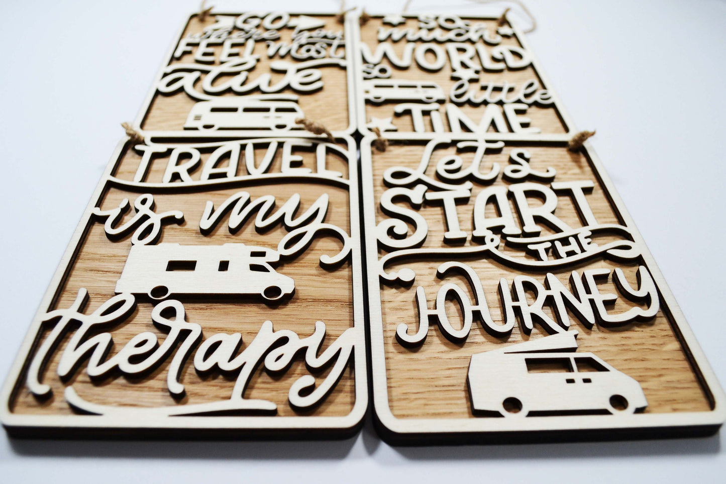 Travel Inspire Quotes VanLife Signs Plaques - Set Of Four