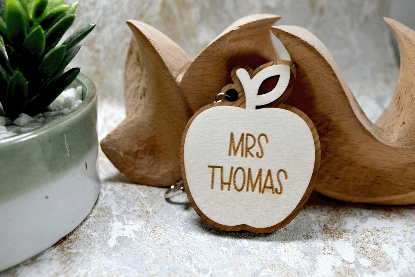 Thank You Teacher Gift - Personalised Wooden Apple