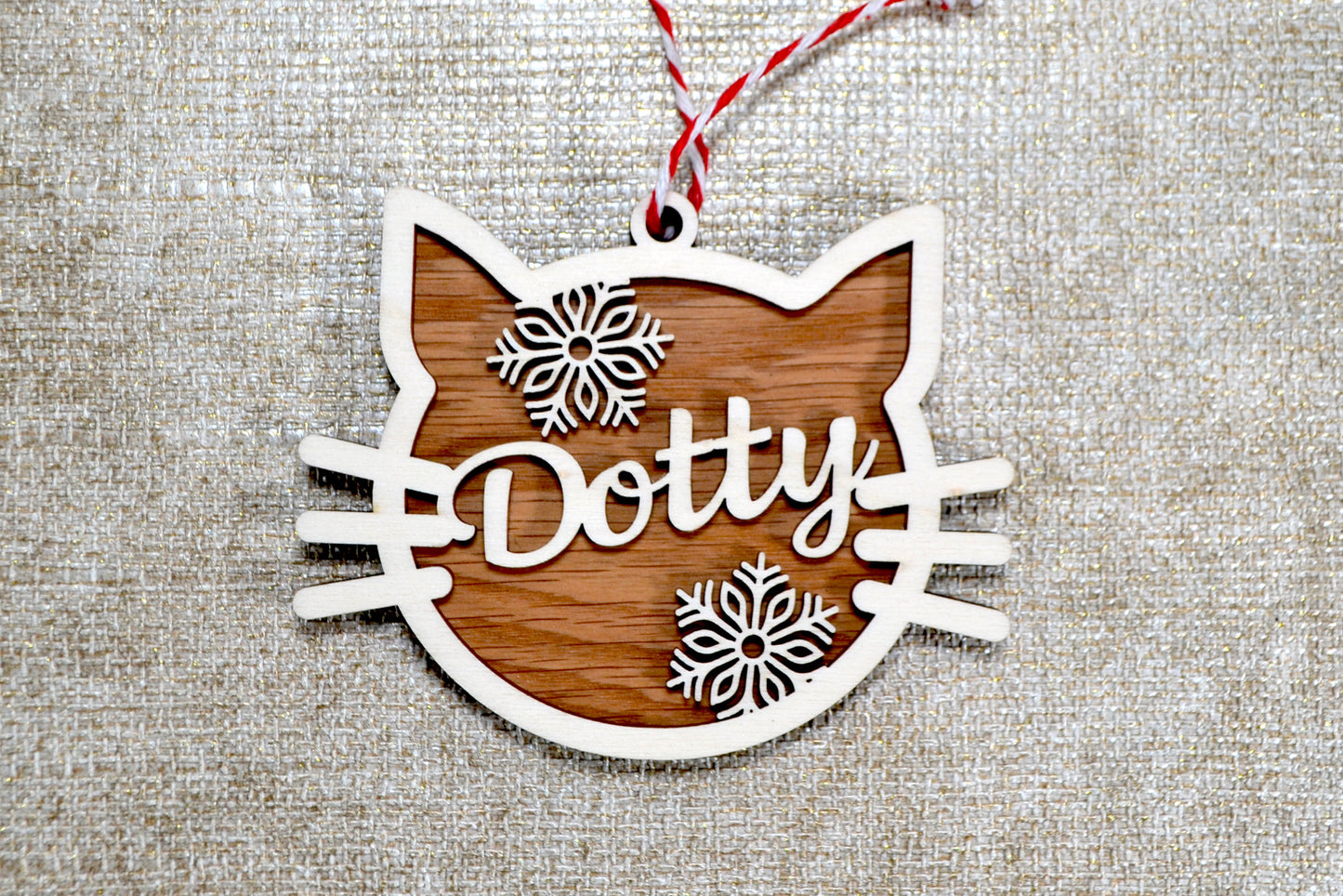Wooden personalised Cat bauble