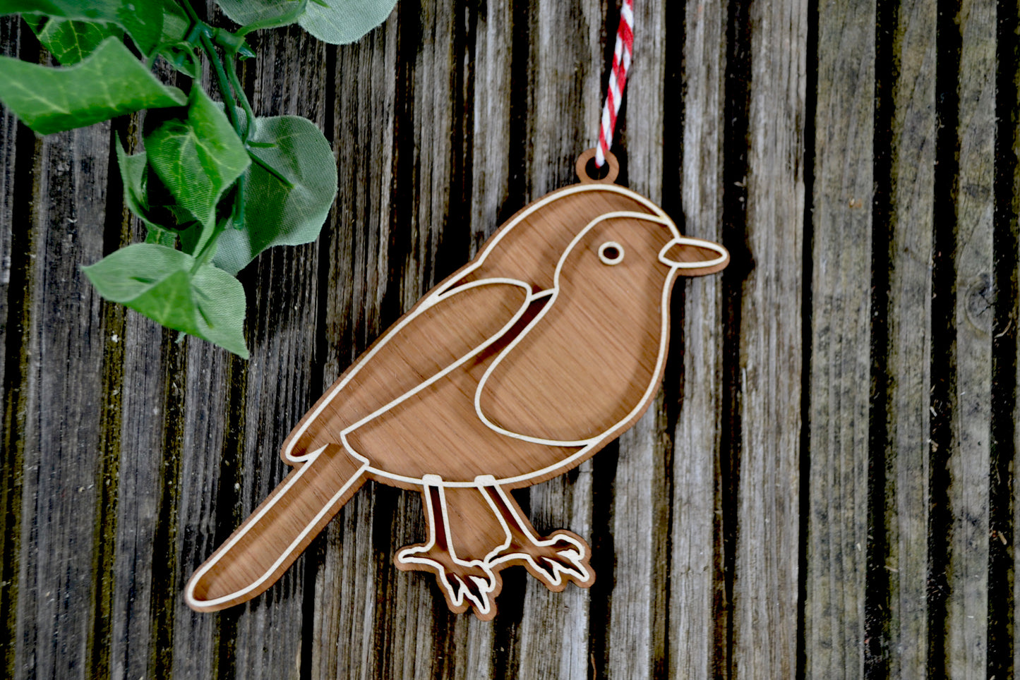 Robin Wooden Bauble - Christmas Tree Decoration