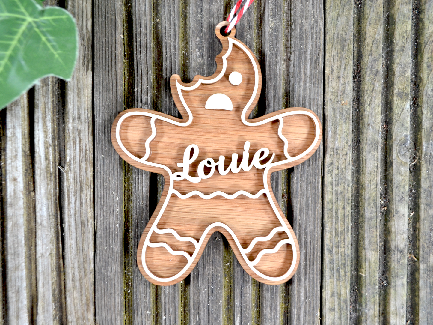 Wooden Ginger Bread Person Bitten - Christmas Tree Decoration