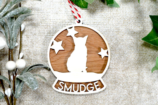 Personalised Cat Wooden Bauble - Christmas Tree Decoration