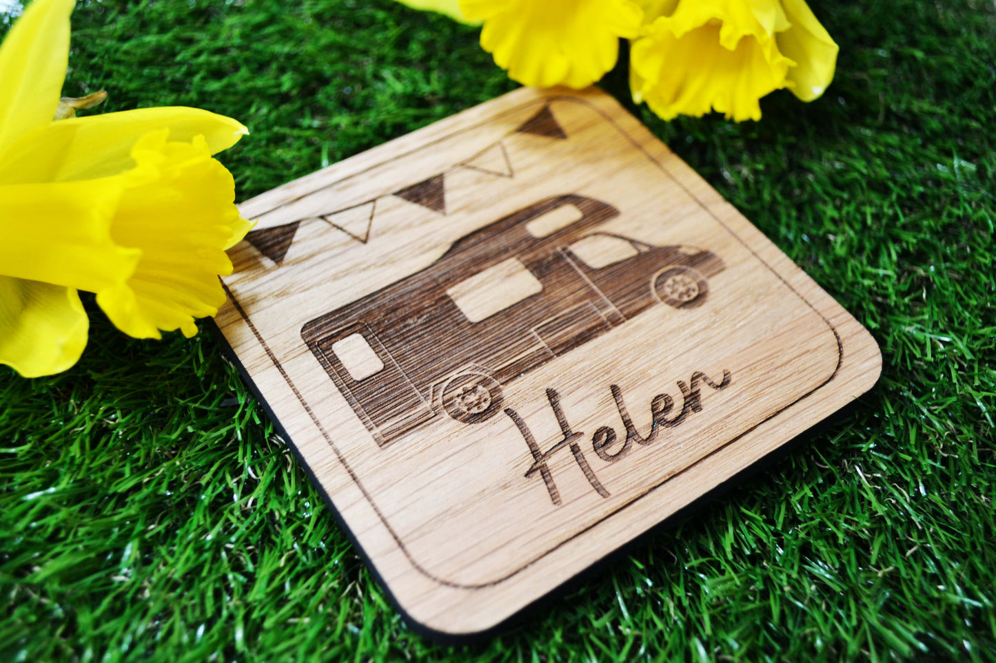 Bunting Design - Personalised Wooden Coasters