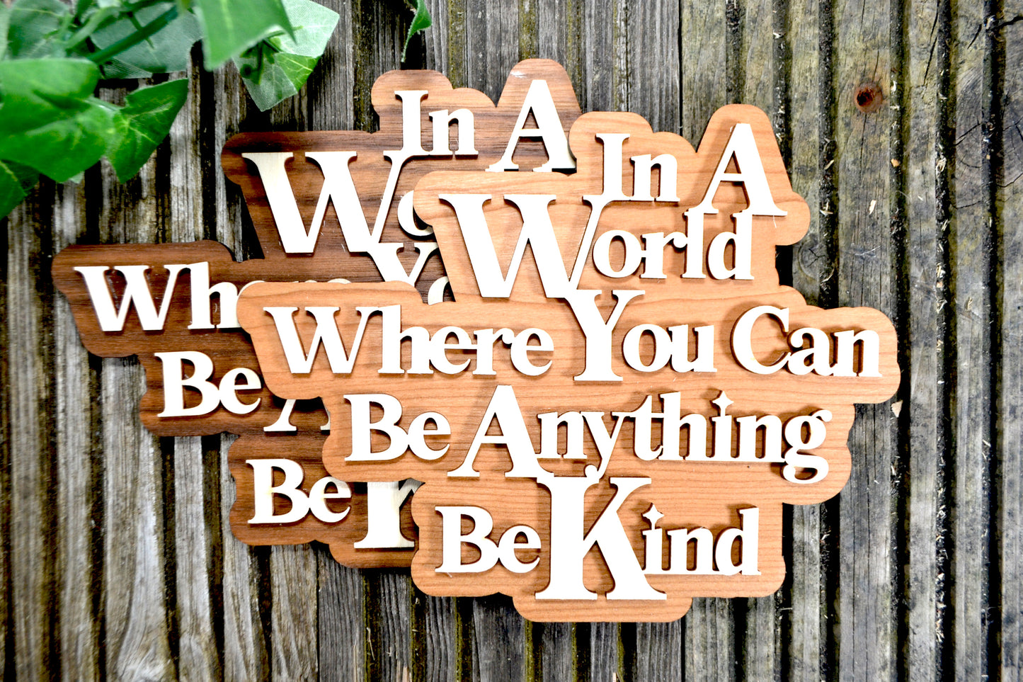 In A World Where You Can Be Anything Be Kind - Wooden Plaque