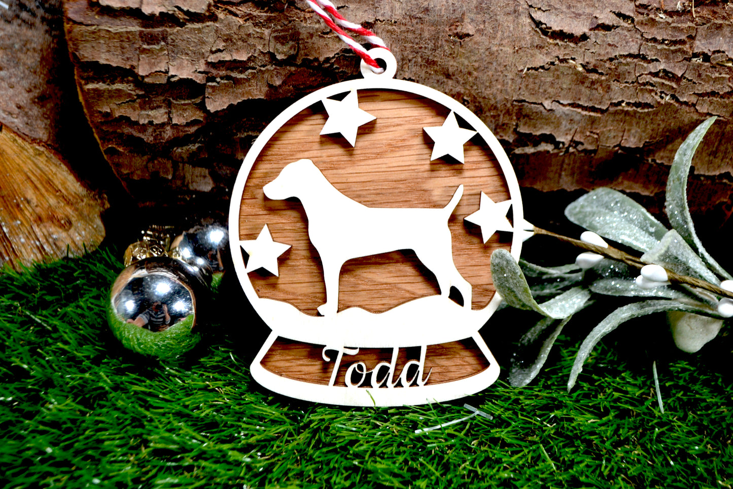 Personalised Dog Wooden Bauble - Christmas Tree Decoration