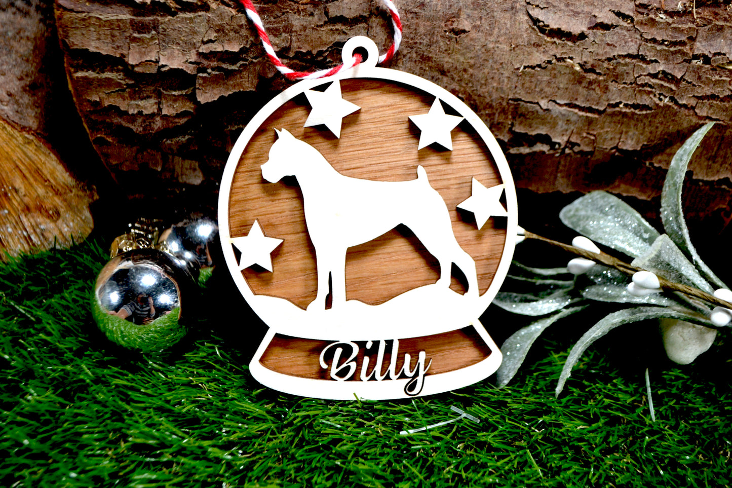 Personalised Dog Wooden Bauble - Christmas Tree Decoration