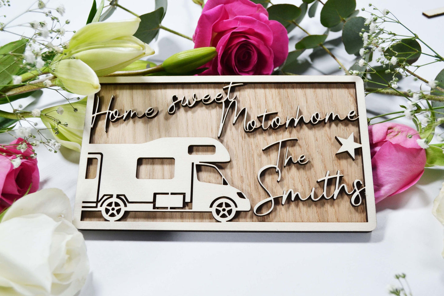 Home Sweet Motorhome - Personalised Wooden Sign/Plaque