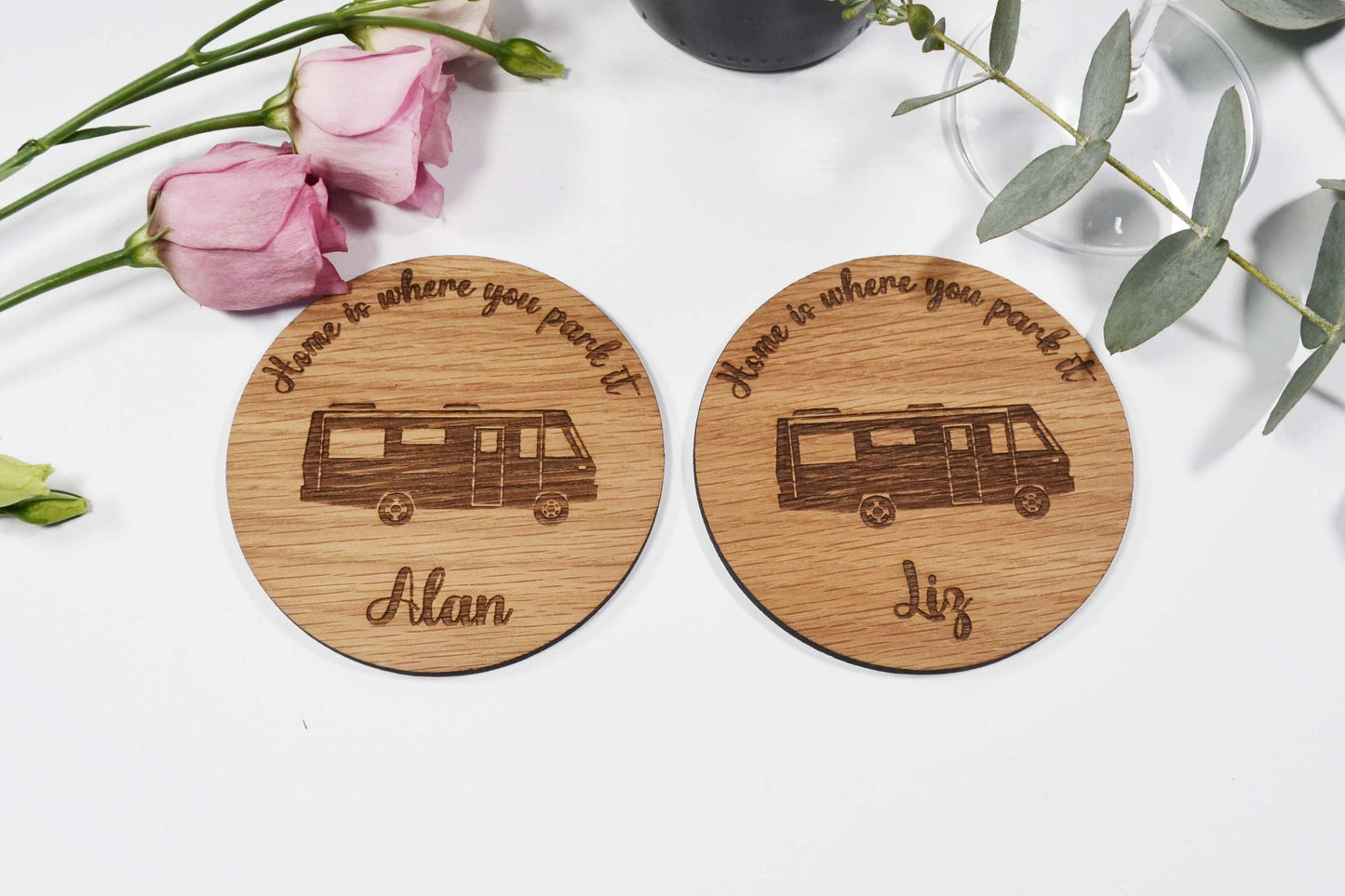 Personalised Home Is Where You Park It Coaster - Motorhome, Campervan or Caravan