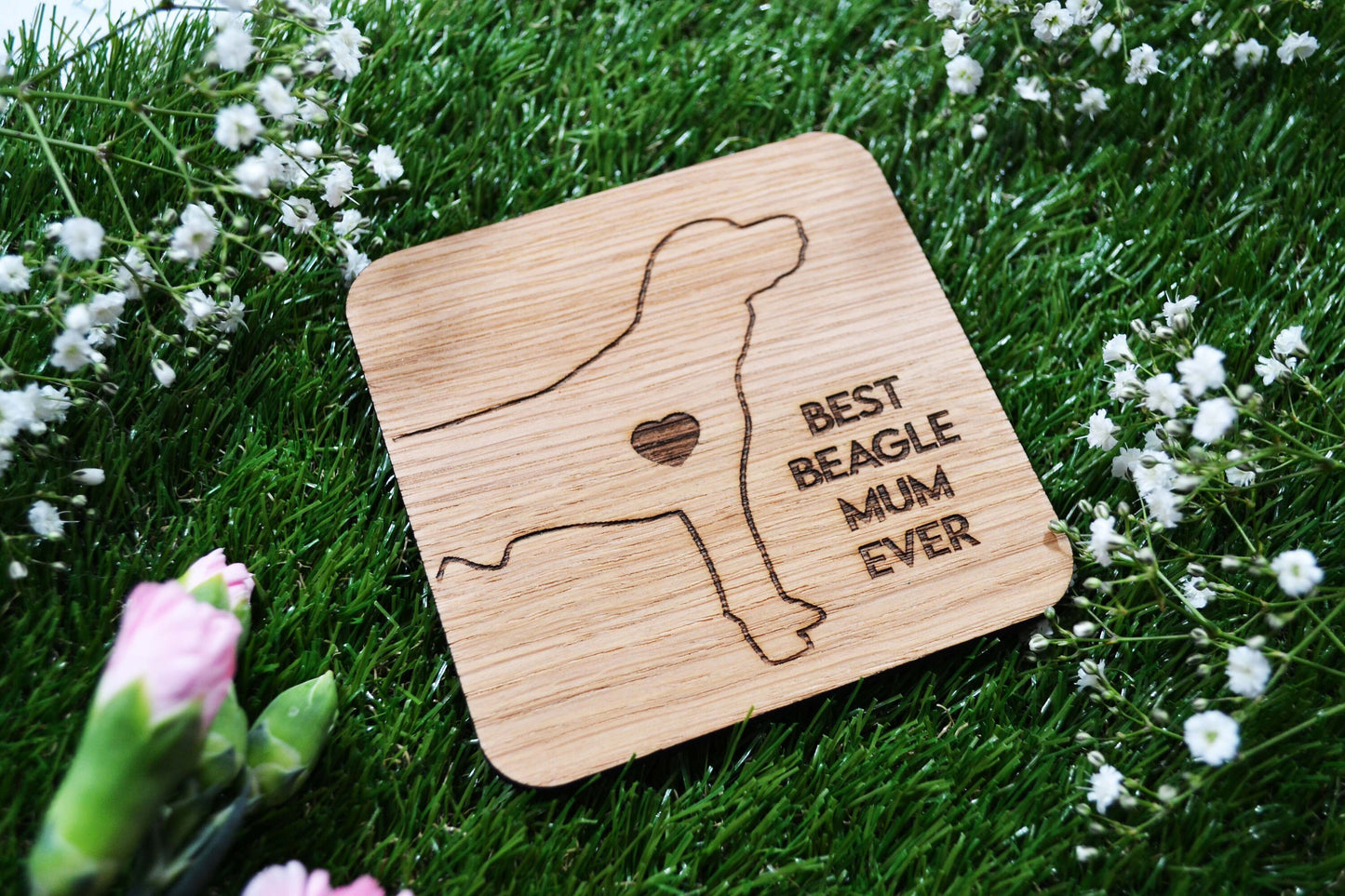 Personalised Wooden Dog Coaster - Best Mum / Dad Ever